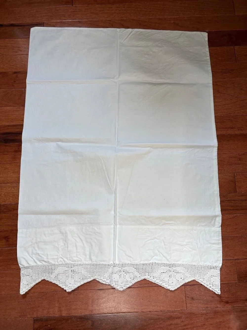 White Pillowcases Crochet Lace Edges Set Embroidered Details Vintage